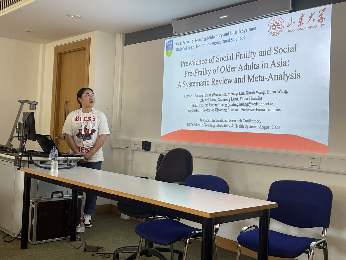 Excellent presentations continue @ucdsnmhs conference @ucddublin Junting Huang presents on presence of social frailty across Asia @chuyuan53690323