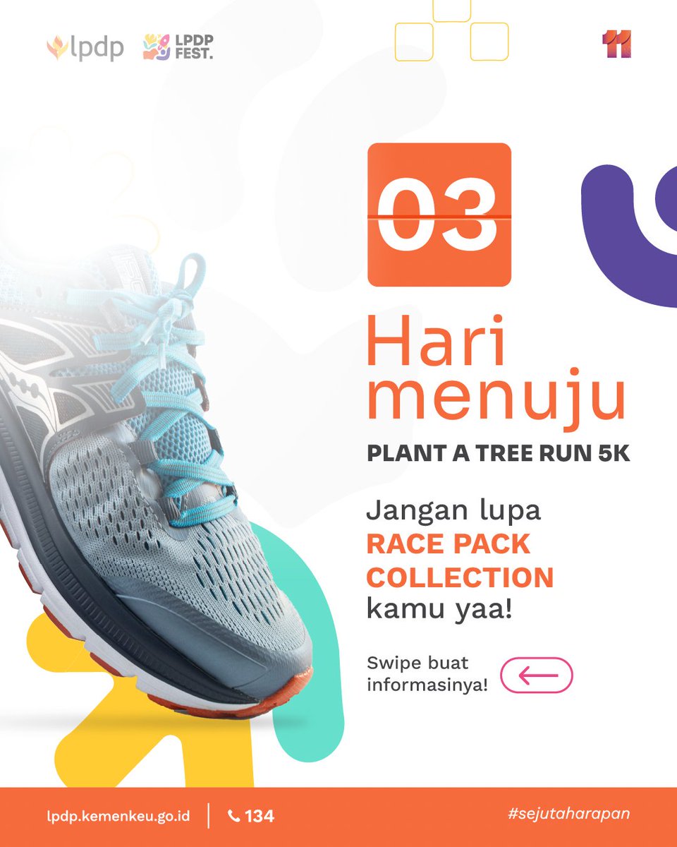 LPDP_RI's tweet photo. PENGUMUMAAAN 📣
INFO PENTING SEPUTAR PENGAMBILAN PAKET LPDP FUN RUN 
 
Bagi #LPDPrens yang sudah mendaftarkan diri di Plant A Tree Run, jangan melewatkan jadwal Pengambilan Paket Keseruan kalian yaa!
  
#LPDPRUN #PLANTATREERUN #LPDPFEST https://t.co/LSow2aAONC
