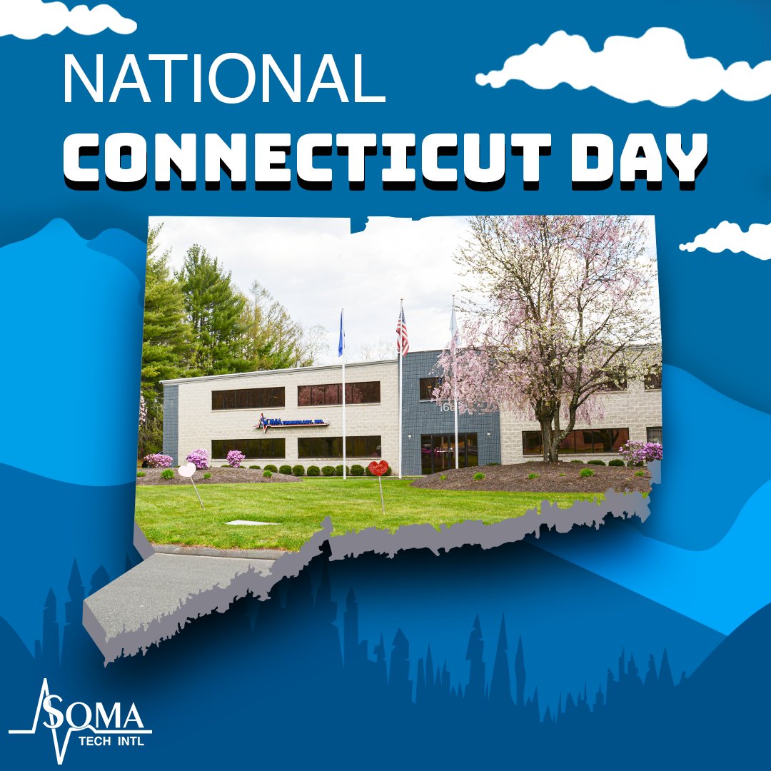 somatechintl's tweet image. 🎉Happy National Connecticut Day! 🎉 

Soma Tech Intl is based in Bloomfield, CT, and was founded in Cheshire, CT. For over 30 years, Soma Tech Intl has been supplying refurbished capital medical equipment worldwide. 

#ConnecticutDay #NationalConnecticutDay #SomaTechIntl #CT