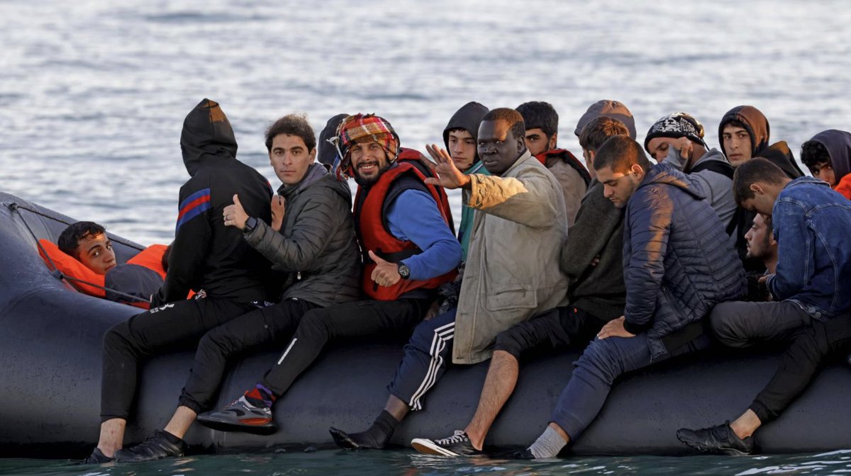 SPOTTED IN THE ENGLISH CHANNEL: Mobile phones, Apple watches, designer trainers &amp; not a care in the world... next stop, a free hotel at the British taxpayer's expense. Another 500+ young, male illegal immigrants roll ashore today. We're being mugged off!