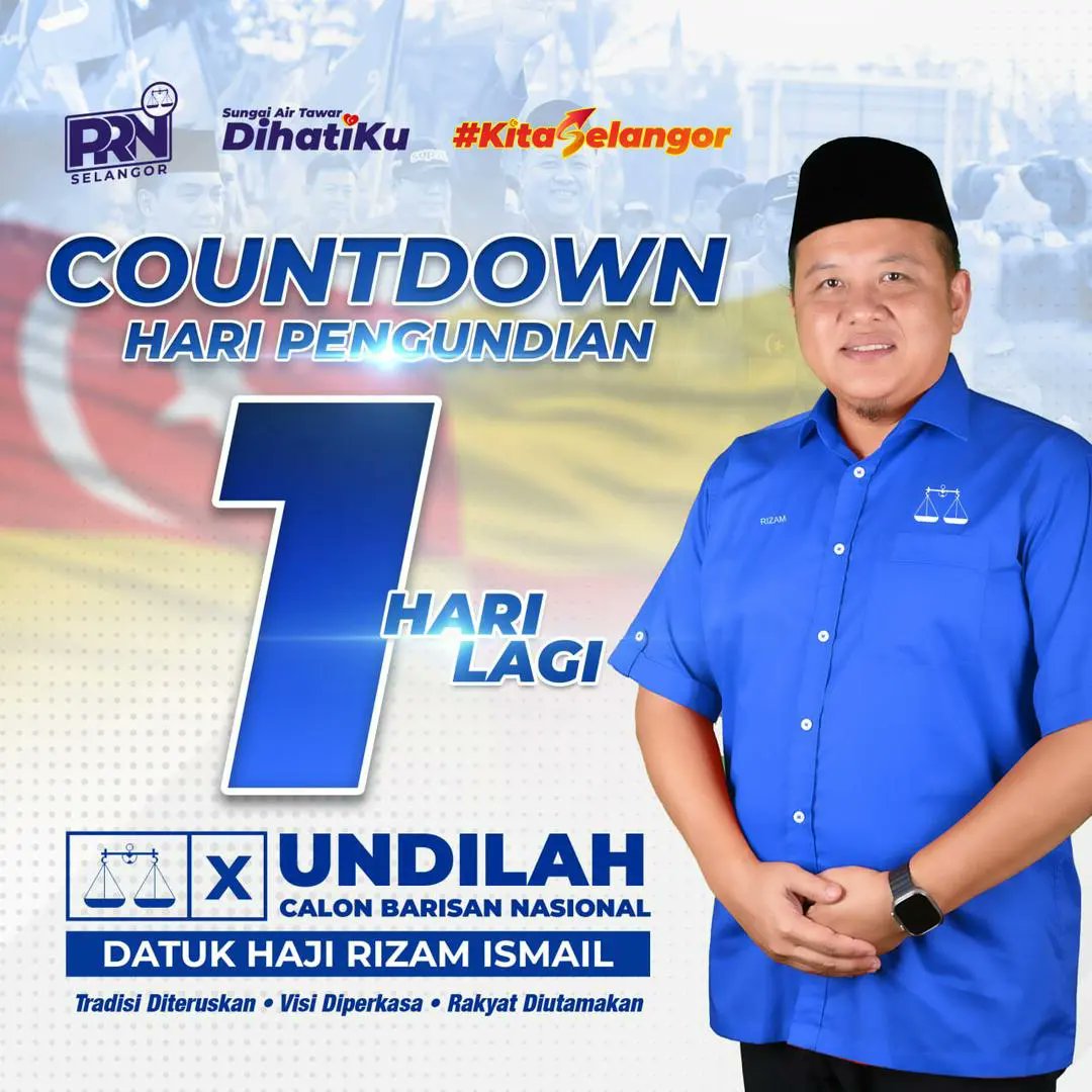 akimpau's tweet photo. Kita Gegar dulu DUN Sg Air Tawar petang nanti! Esok jgn lupa undi calon no 2 Datuk Haji Rizam Ismail! 
#sgairtawardihatiku #kitaselangor #perpaduanselangor #rizamismail #arusmerahkuning #KerajaanPerpaduan https://t.co/fubnoRkLhq