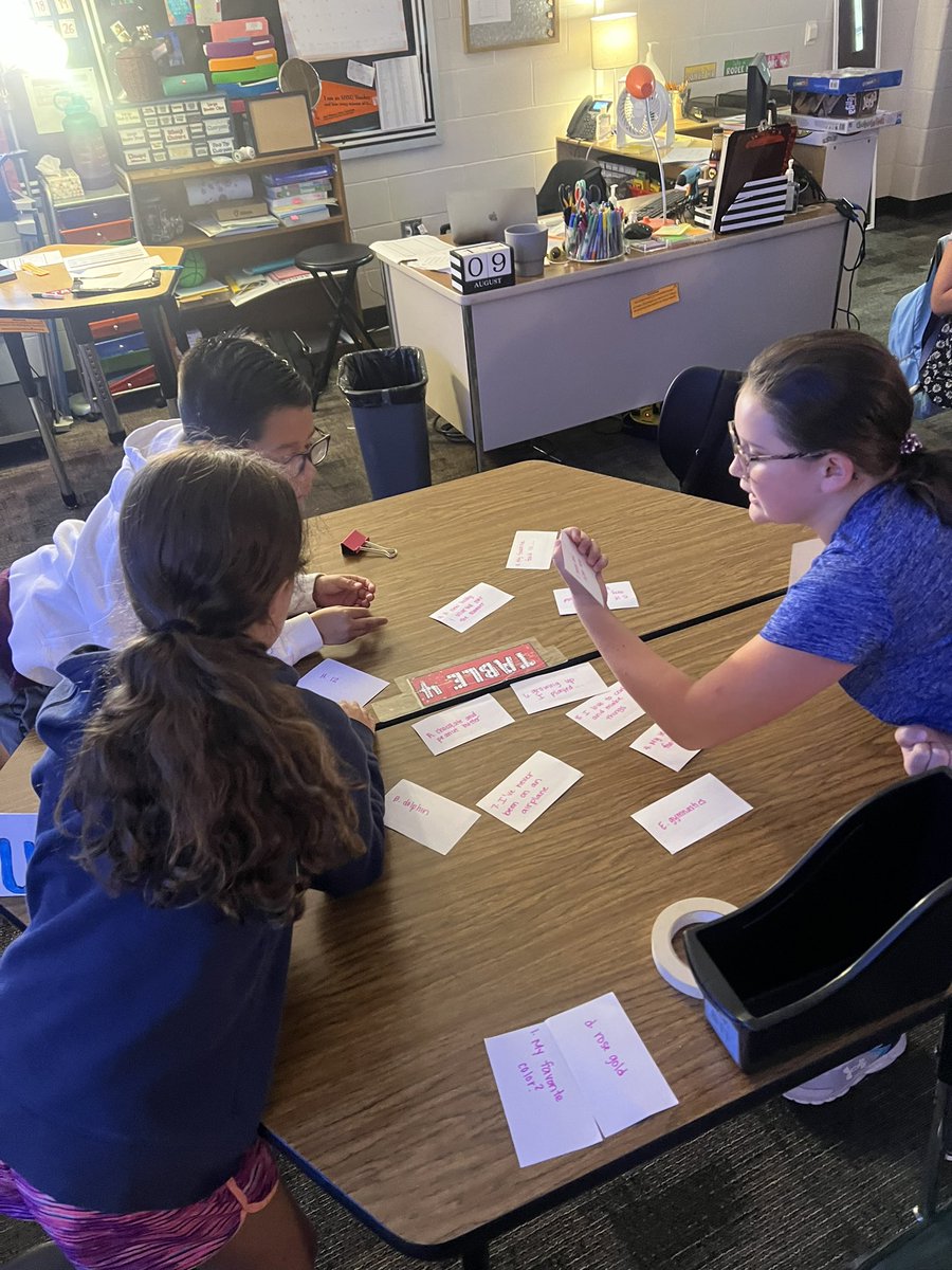 MsJones_FCE's tweet photo. We hit the ground running today and learned all about Ms. Jones and our classroom procedures with a scavenger hunt and matching game! #Day2 #FifthisTrending #CatchUp #Engaged @HumbleISD_FCE @FifthGrade_FCE https://t.co/CkRzyc2DLM