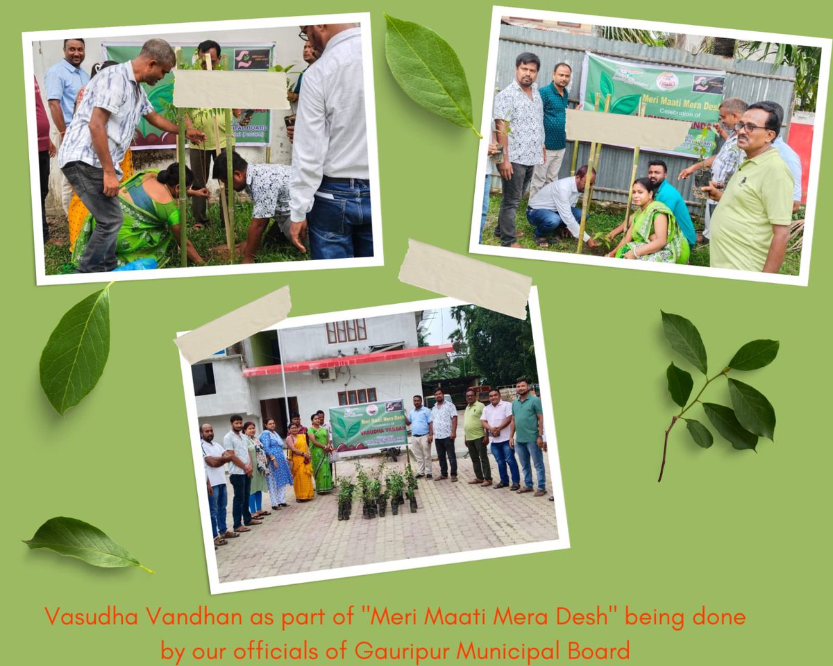 dcofficedhubri's tweet photo. Glimpses from Day 2 of Mera Mati Mera Desh campaign, in Dhubri district the *Vasudha Vandan* programme was organised in all 132 GPs and 6 ULBs of Dhubri district.

A total of 10,350 saplings were planted today in various parts of the district. 
@CMOfficeAssam 
@jayanta_malla https://t.co/VXQcJYRvoZ