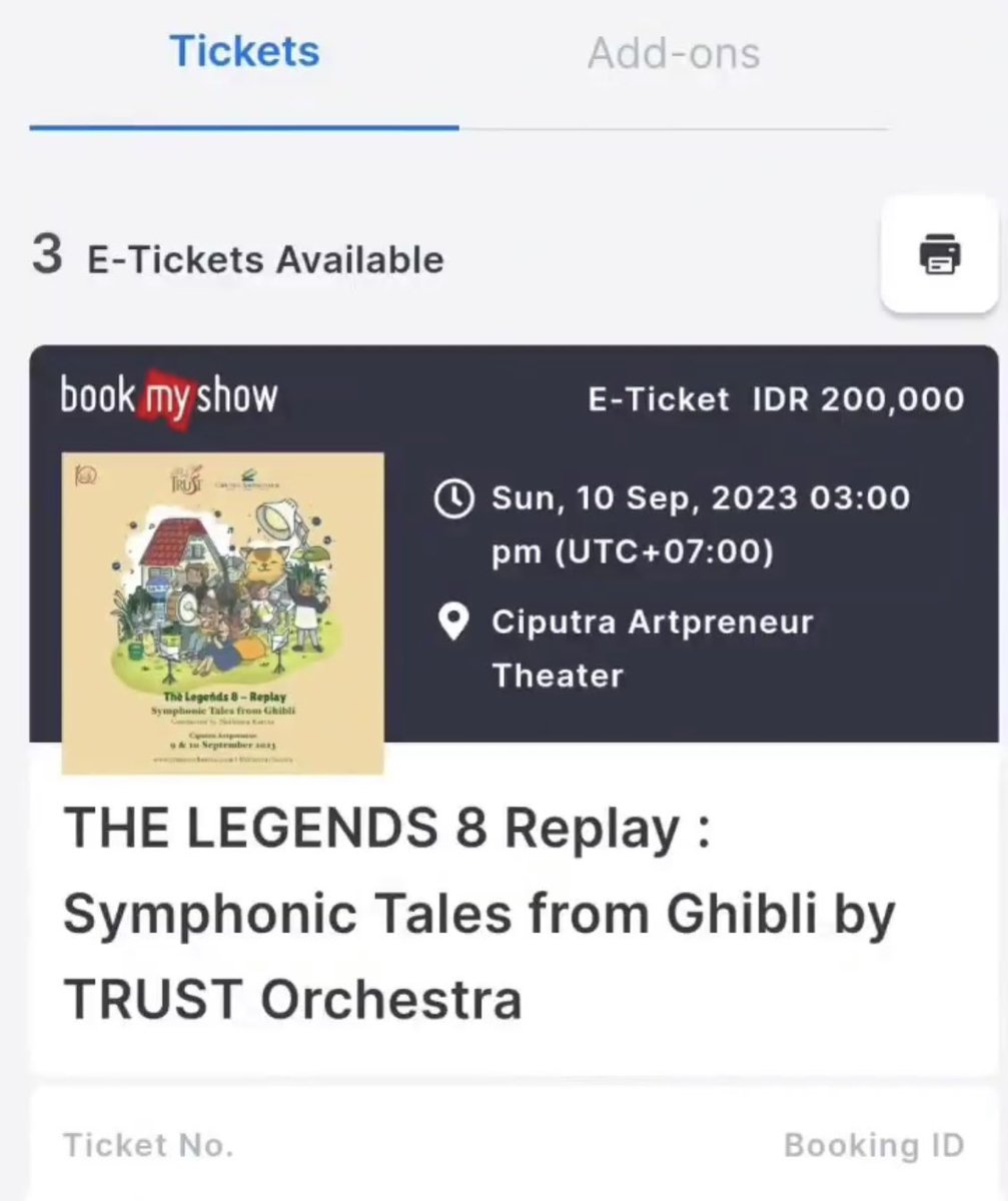 ajvow's tweet photo. WTS Tix The Legends 8 | Replay Symphonic Tales from Ghibli (Show 2 / 3)

⏩️Howl (3 Tix) 1.225.000
⏩️Totoro (4 Tix) 600.000

✅Normal Price! Trusted!

#TrustORCHESTRA #TheLegends8 #symphonic #wtb #wts #zonajajan #zonauang #orchestra #symphonictales https://t.co/nv475PknUW