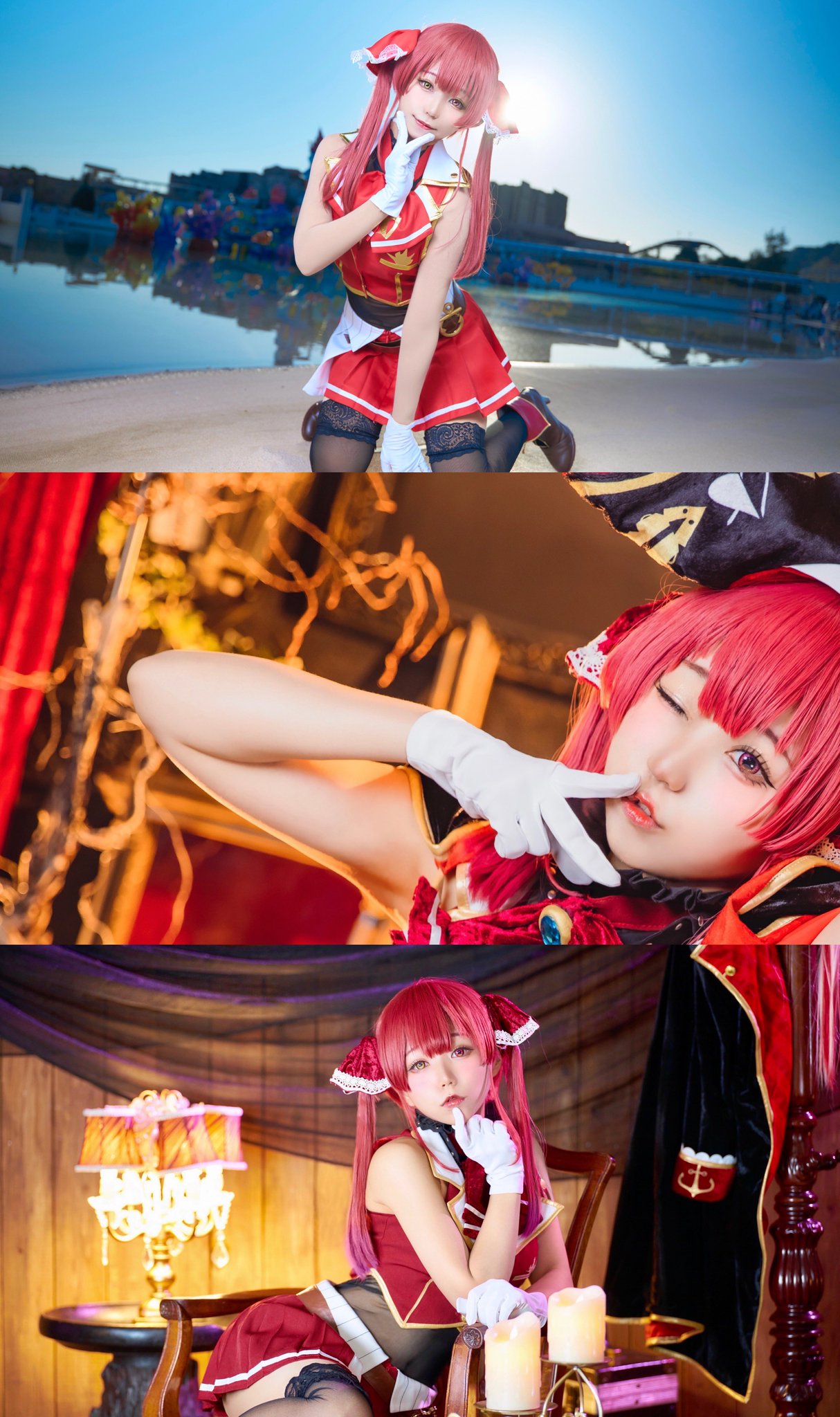 S75980-宝鐘マリン コスプレ アート 美少女 超大バスタオル 毛布