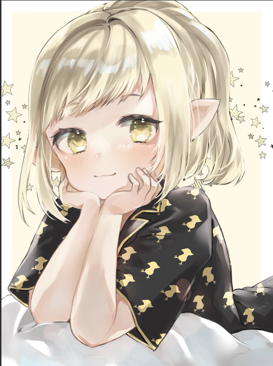 1girl pointy ears lalafell solo blonde hair looking at viewer yellow eyes  illustration images