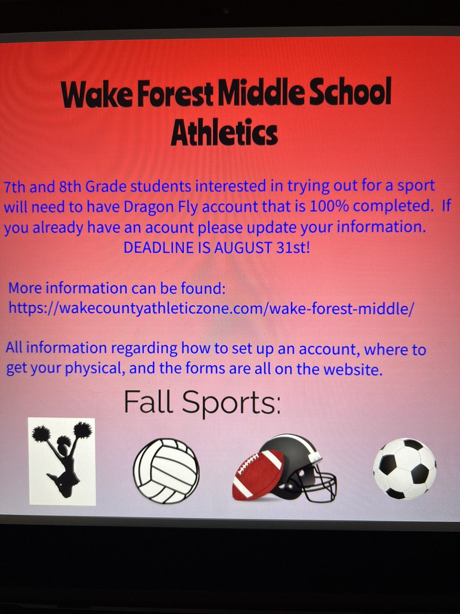 Reminder- please have all information uploaded into Dragonfly by August 31st, if you are trying out for a Fall Sport!  #GoCougs
