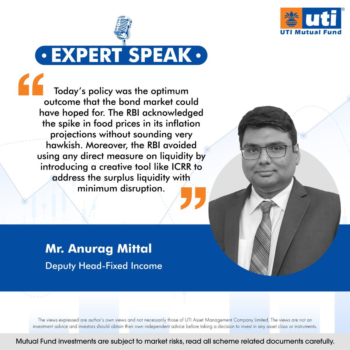 Mr. Anurag Mittal, Deputy Head - Fixed Income, shares his views on the RBI's Monetary Policy and outlook for the investors.
To read full article, click here: bit.ly/3QzYeqj

#ExpertSpeak #UTIMutualFund #RBI #MonetaryPolicy #RepoRate