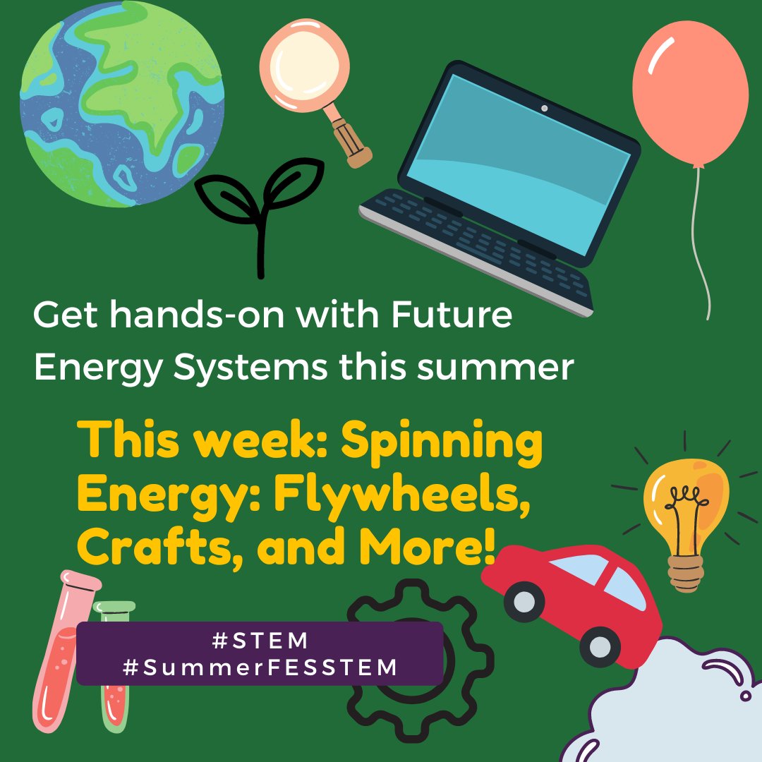 ua_futureenergy's tweet photo. Let's get hands-on with #STEM this summer. Every Thursday, we're sharing an experiment to try #EnergyAtHome 🏠🔋 This week check out check out Spinning Energy: Flywheels, Crafts, &amp; More! ⚙️ https://t.co/PKwSiimEFx #flywheels #energystorage #handson #scicomm #SummerFESSTEM https://t.co/1i8ugbJmB3