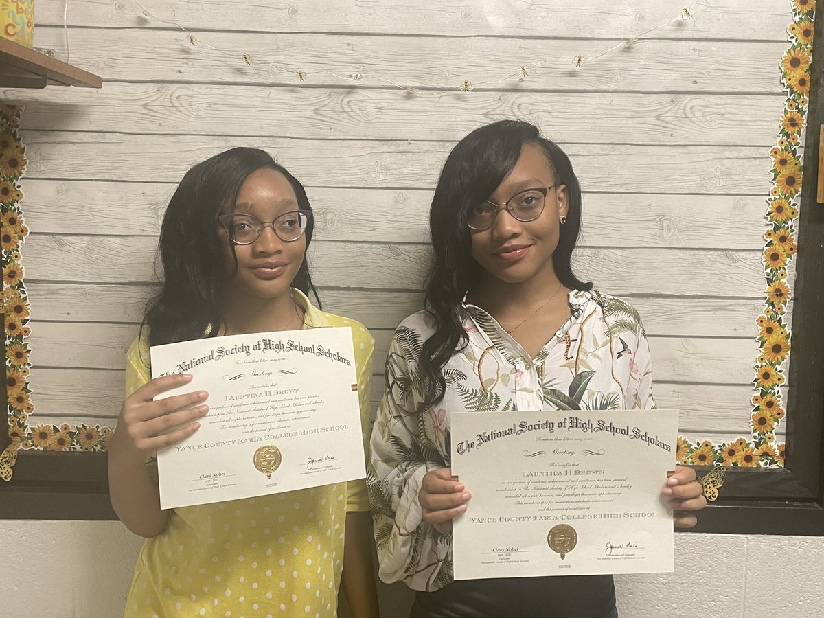 The National Society of High School Scholars announced Launtica and Launtina Brown as being selected to become members of their organization. The society recognizes top scholars who have demonstrated outstanding leadership, scholarship, and community commitment. Congratulations!