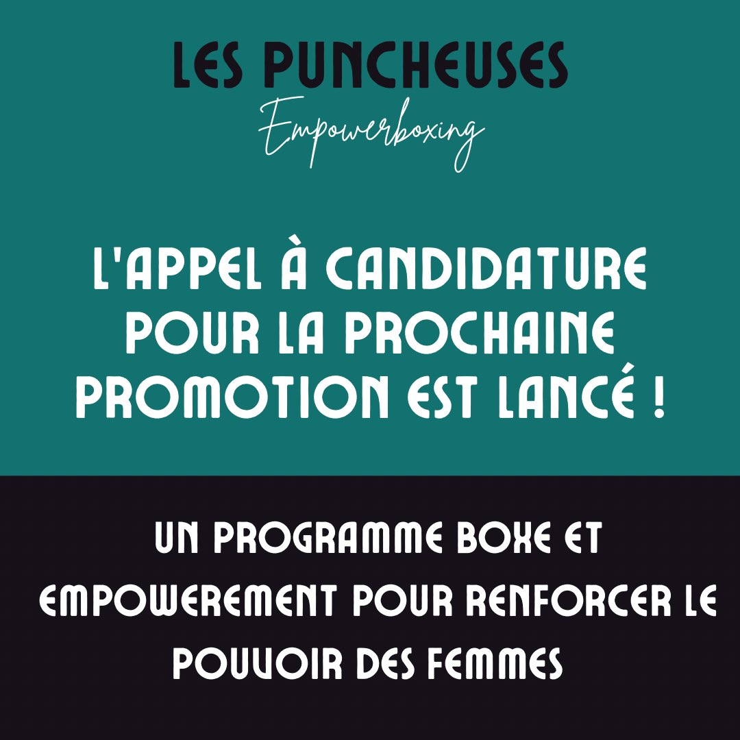 lesPuncheuses's tweet photo. APPEL À CANDIDATURE "LES PUNCHEUSES" - PROMO OCTOBRE 2023 
💪 Rejoignez la 4ème Promo @lesPuncheuses 
📅 Candidatez  jusqu'au 17/09/2023
💼 Empowerment
🥊 Boxe &amp; ateliers inspirants

Postulez dès maintenant 👉 https://t.co/AiysQM0Zb1 https://t.co/2VkVidUSuB