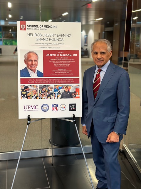 DrJosephMaroon's tweet photo. I visited with the medical school residents, faculty and the Dean of Indiana University. I presented 2 talks: "Success, Failure and the Secret to a Balanced Life" &amp; "Reflections on 50 Years in Sports Medicine". It was my honor to share the evening with you all! @Neurosurgery_IU https://t.co/KPkuqFfKlY