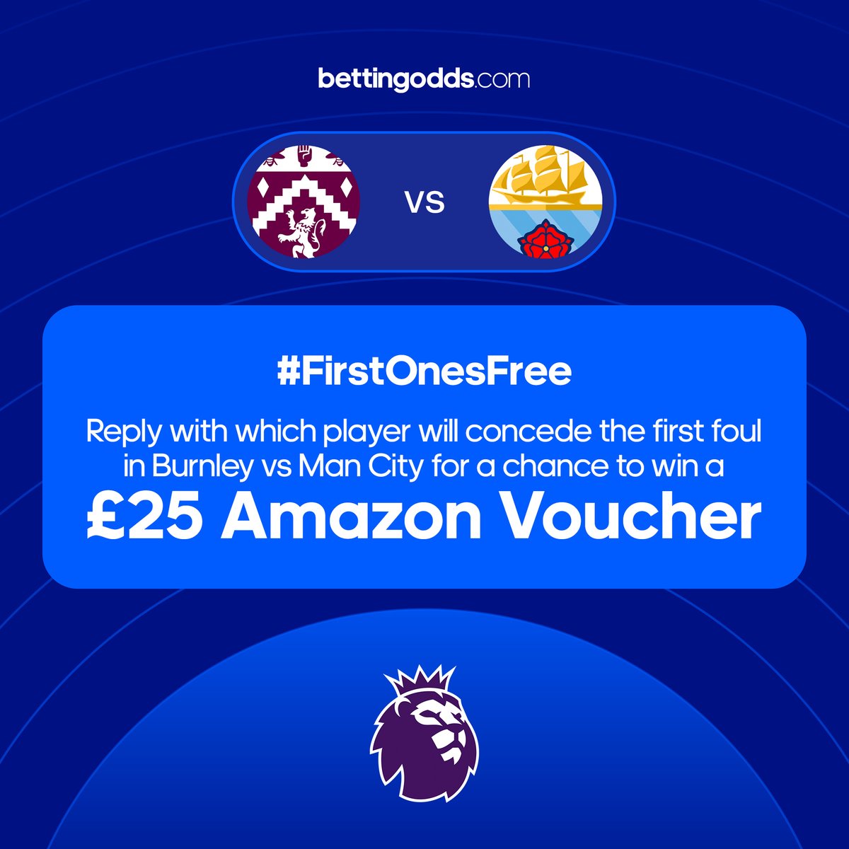 BetBee's tweet photo. 🚨🥳 COMPETITION TIME 🥳🚨

Reply with which player will concede the first foul in Burnley vs Man City for a chance to win a £25 AMAZON VOUCHER 👇

#FirstOnesFree #BURMCI