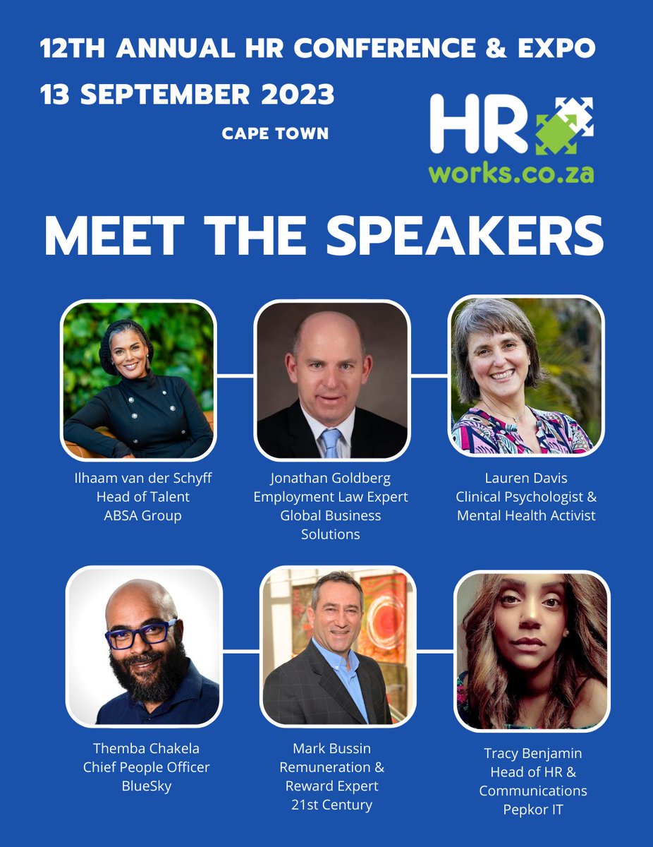 📢 Exciting News: Introducing our amazing Speaker Lineup for the HRworks Conference this year! 
Grab your tickets here:  hrworks.co.za/hrworks-events…
#HRConference #HRExpo #HRworks #HR #HumanResources