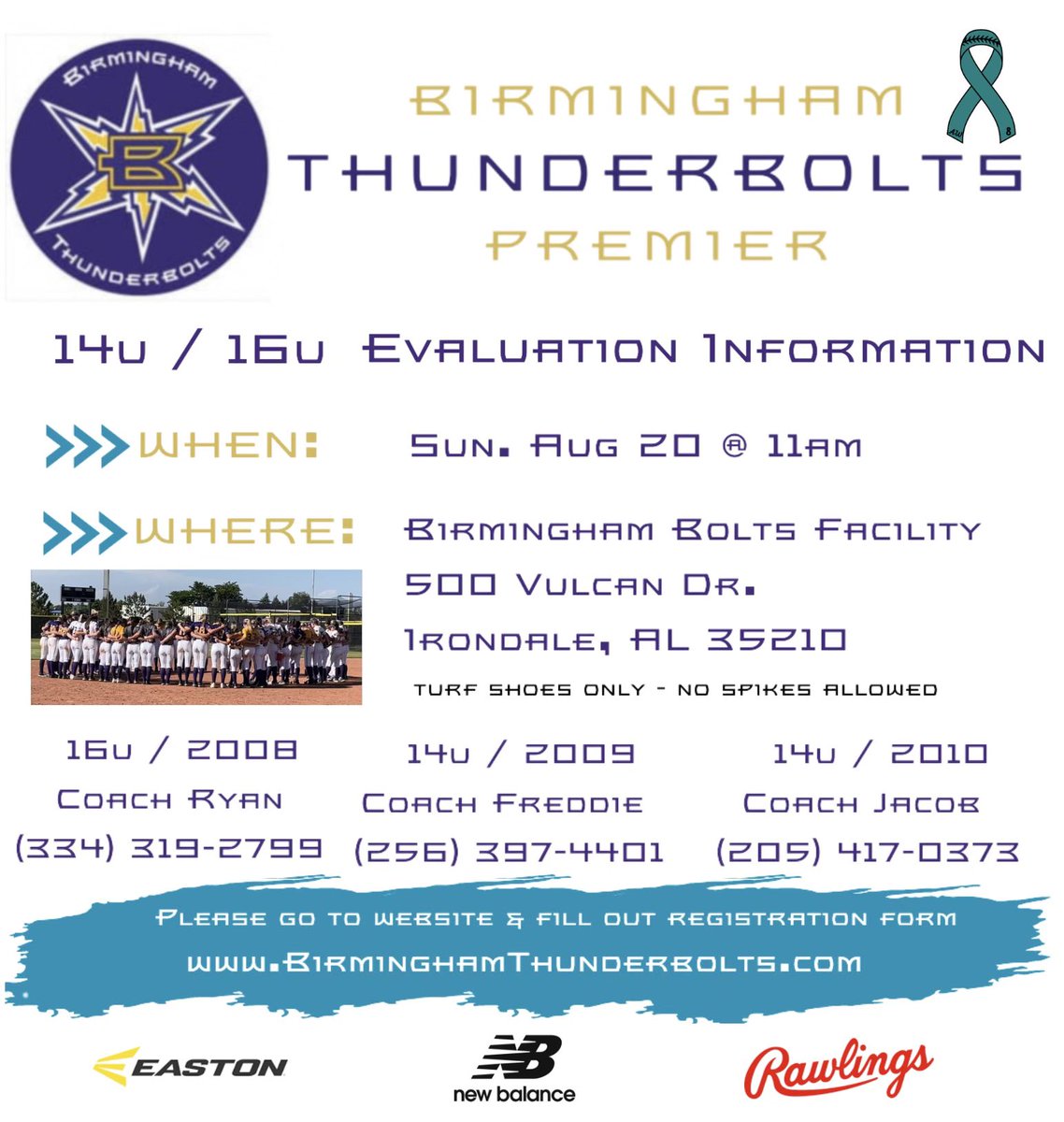 Reminder 👉 Aug 20th at 11AM. @BoltsOrg evalation. Don’t assume about what the organization has to offer your daughter or how she fits into the Bolts🧩. Come learn and ask questions. It is truly a special & unique offering in the softball community. #BuiltByRock #BoltsBoom