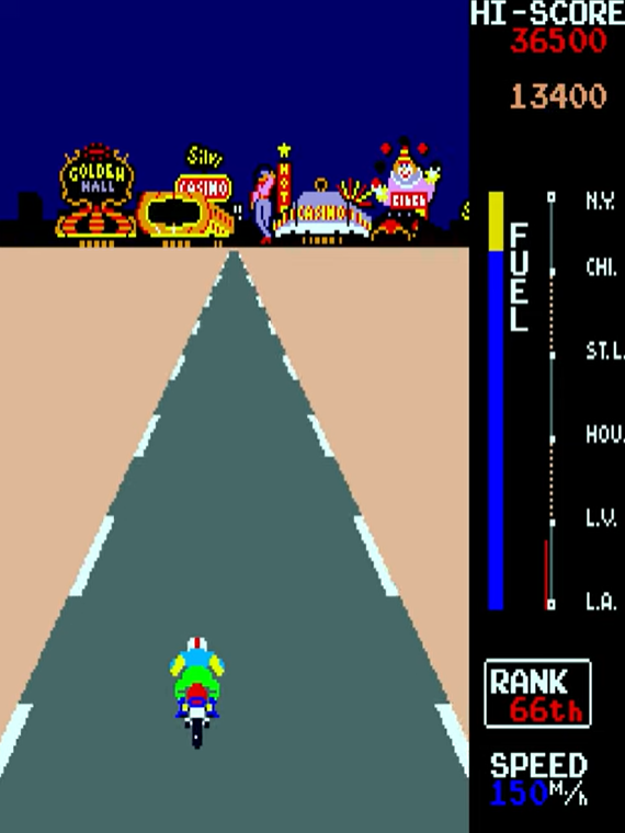GamerDeMeia's tweet photo. 🕹️Zippy Race
🏢Irem
📅1983
🕹️M52
👥1-2
🎮Corrida
📝Uma corrida de Los Angeles a New York em sua moto contra 89 carros querendo derrubar você. Como o controle não é analógico ou a moto vai tudo pro lado ou você tem que controlar nos 'toquinhos'. Difícil. #arcadeverse https://t.co/RJjsjHDzpf