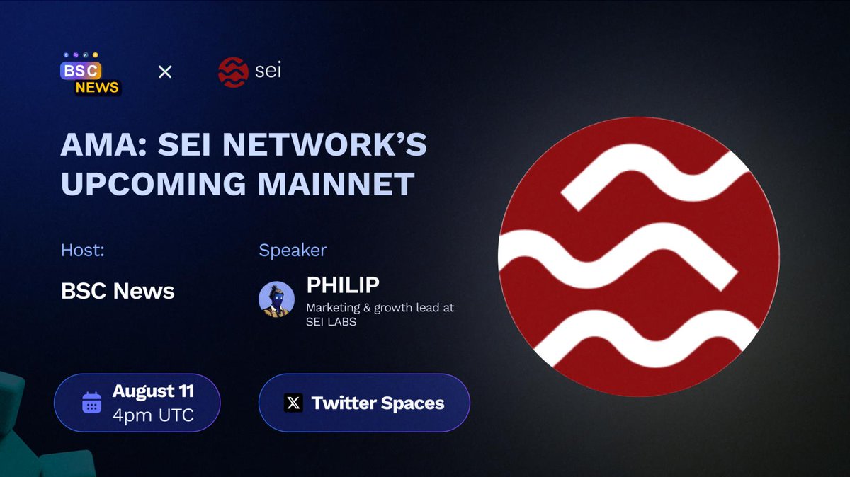 BSCNews's tweet photo. 🚨AMA Announcement: @SeiNetwork and its upcoming mainnet launch!! 🤯

Time: 12pm EST/4pm UTC, August 11th
Location: https://t.co/kVTl0t2rWX 

#SEI #SeiNetwork #Crypto https://t.co/9rqgLmKMVn