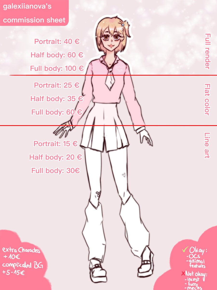galexiianova's tweet photo. updated my commission sheet ! retweets appreciated, as i am in need of money <3

☆my carrd: https://t.co/rlcC1bIimH ☆ https://t.co/dbbZEF2gYX