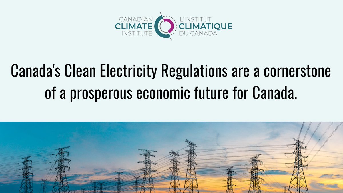 The federal government’s Clean Electricity Regulations, announced today, will attract investment, make energy more affordable, and fight climate change. Full statement from @dion_jason: climateinstitute.ca/news/clean-ele… 🧵 #cdnpoli #CleanElectricity