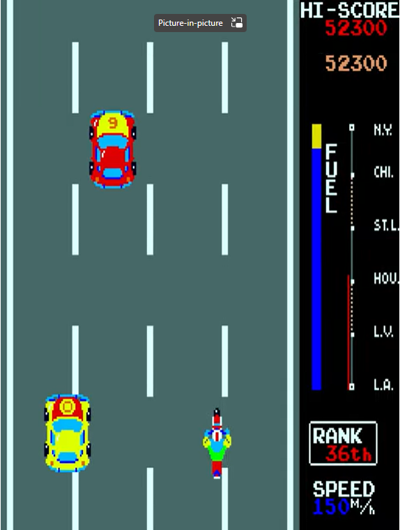GamerDeMeia's tweet photo. 🕹️Zippy Race
🏢Irem
📅1983
🕹️M52
👥1-2
🎮Corrida
📝Uma corrida de Los Angeles a New York em sua moto contra 89 carros querendo derrubar você. Como o controle não é analógico ou a moto vai tudo pro lado ou você tem que controlar nos 'toquinhos'. Difícil. #arcadeverse https://t.co/RJjsjHDzpf