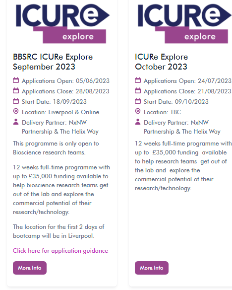 ICURe (@icureprogramme) on Twitter photo Just 1 week left to apply for the #ICURe Explore Programme (October Cohort) delivered by <a href="/TheHelixWay/">The Helix Way</a>.
Just 2 weeks left to apply for the <a href="/BBSRC/">Biotechnology and Biological Sciences Research</a> ICURe Explore Programme dedicated to #bioscience #research teams
To apply for either visit icureprogramme.com/icure-explore/
<a href="/innovateuk/">Innovate UK</a> Just 1 week left to apply for the #ICURe Explore Programme (October Cohort) delivered by <a href="/TheHelixWay/">The Helix Way</a>.
Just 2 weeks left to apply for the <a href="/BBSRC/">Biotechnology and Biological Sciences Research</a> ICURe Explore Programme dedicated to #bioscience #research teams
To apply for either visit icureprogramme.com/icure-explore/
<a href="/innovateuk/">Innovate UK</a>