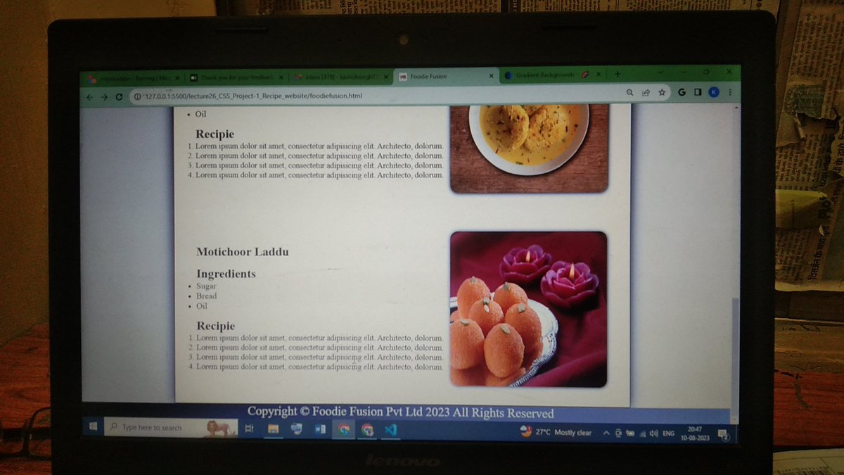 _Kashish1719's tweet image. Day -26 
Project 3 - Recipie website 
@lovebabbar3 
#learning #webdev2023