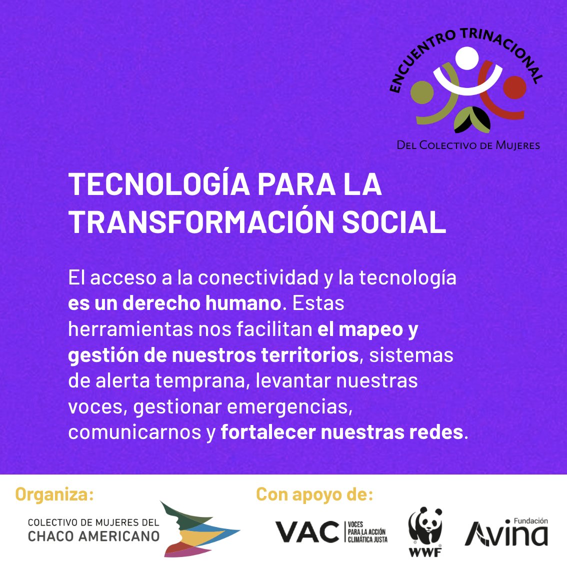 🌐 Es necesario romper el aislamiento y acortar las distancias con el uso de tecnologías.

💻 Estas herramientas nos permiten superar barreras, fortalecer nuestras voces y promover la transformación social.

🔗 Leé más en: colectivomujereschaco.com/2023/07/07/pro…
