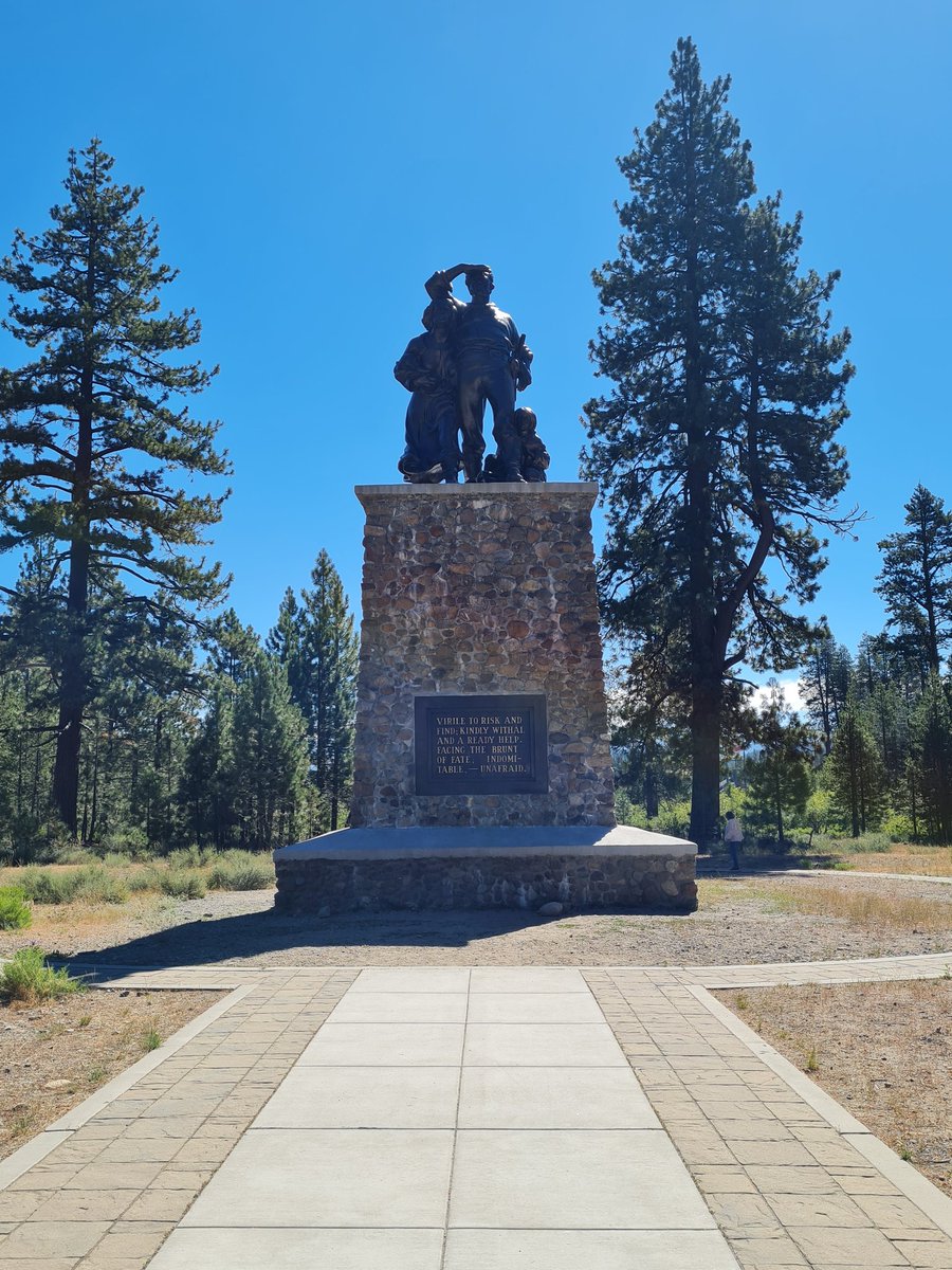 A very moving visit to the Donner Party memorial in California. Out of the 90 migrants in the party, 42 died from starvation or exposure during the winter of 1846-47.  The snow depth reached 22 feet, which is the height of the memorial base.