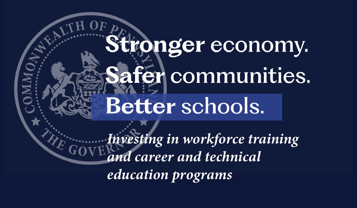 PADeptofEd's tweet photo. Governor Shapiro's budget includes a $23.5 million investment in workforce training and CTE programs + $3.5 million in funding for the Schools-to-Work Program through @PALaborIndustry  to develop and expand career pathways for high school students. 
https://t.co/NvmdhkyEwj https://t.co/mjljlj8WLc