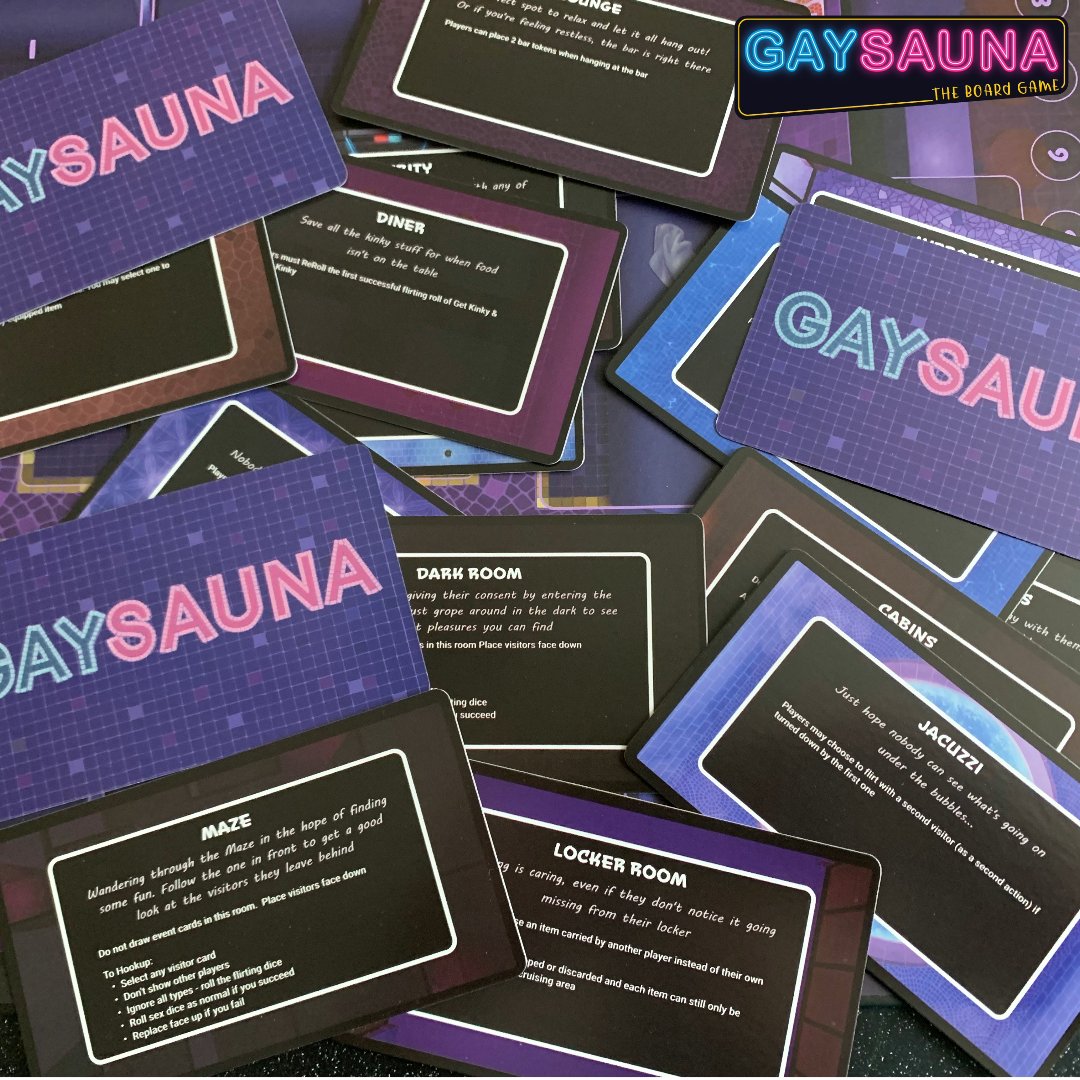We've got more cruising areas than any Gay Sauna you've ever been to!

Gay Sauna the Board Game available to order now - shop.gaysaunatheboardgame.com