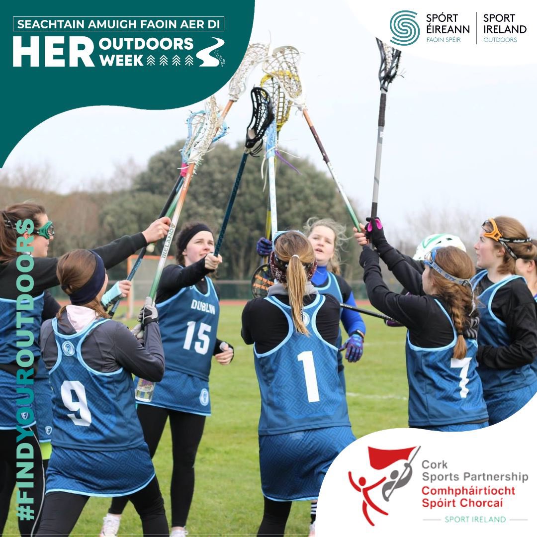 🤩🙋🏻‍♀️ HER Outdoors Week | Lacrosse 🎉 Exciting new women’s social come & try event added! @CorkSports are delighted to support the newly formed Cork Lacrosse Group! 📆 Tues, 15th Aug 📆 Wed, 16th Aug 📍 Ballincollig Regional Park ⏰ 6.30-8pm 🎟️ Free ℹ️ eventmaster.ie/event/0RPEtzqs…