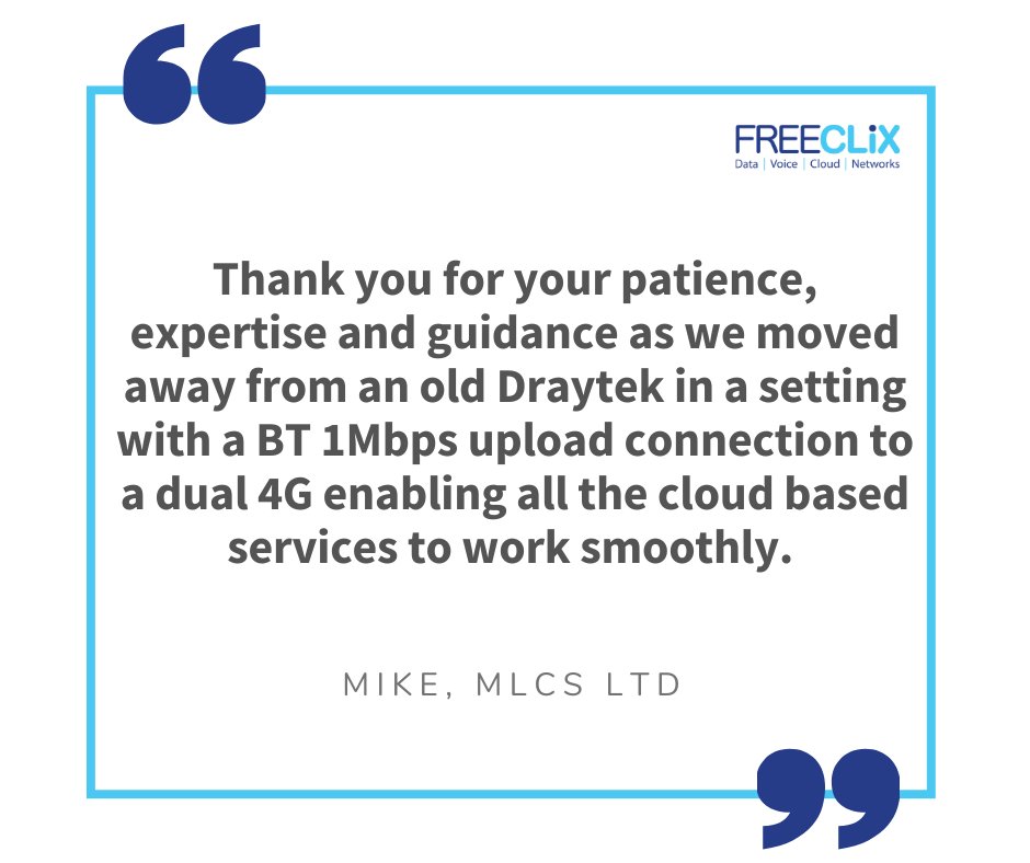 Check out this fantastic feedback we received earlier in the year! 🤩We love helping people improve their connectivity #testimonial #CloudBased #4G