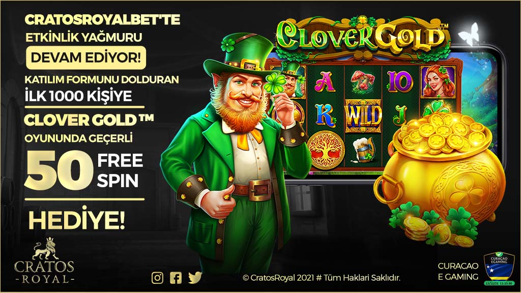 💁‍♂️#CRATOSROYAL FREESPİN ŞENLİĞİ !
FORMU DOLDURAN İLK 1000 KİŞİ ARASINA GİR
        CLOVER GOLD'da GEÇERLİ 50 FS KAZAN 

👍TELEGRAMA KATIL : t.me/cratosroyalbet
🐦HESABIMIZI TAKİP ET 
🔁 RT+FAV 
💁‍♂️5 ARK ETİKETLE

  DETAYLAR FORMDA
👉Formu doldur : bit.ly/446oiMR