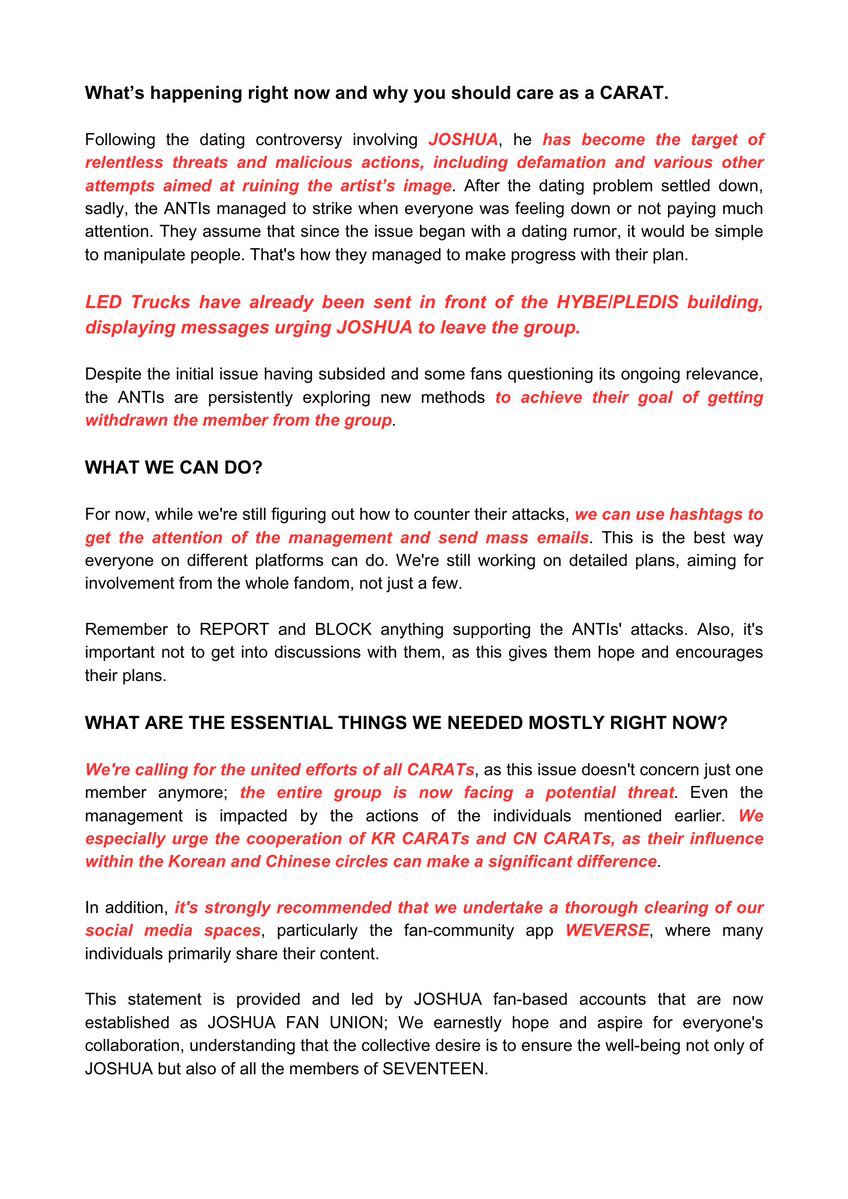 bs2996727's tweet photo. We have established a FAN UNION consisted of JOSHUA fan-based accounts who are willing to inform &amp; help everyone to address the matter.

We highly encourage everyone to READ the WHOLE STATEMENT to understand the situation &amp; to fight the matter ALL TOGETHER.

#BE_LOUD_FOR_JOSHUA https://t.co/89FIT9CfKN