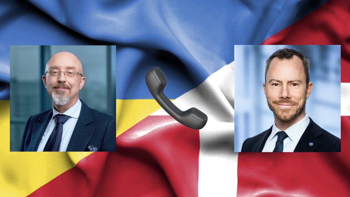 oleksiireznikov's tweet photo. Had a substantive conversation with my Danish colleague @JacobEllemann . Grateful to 🇩🇰 for support and contribution in enhancing the combat capabilities of the 🇺🇦Army. Discussed “Air coalition” and agreed on further joint steps ✈️. Also we discussed & our “Navy coalition”. 
Together, we 🇺🇦🤝🇩🇰 will win this war!