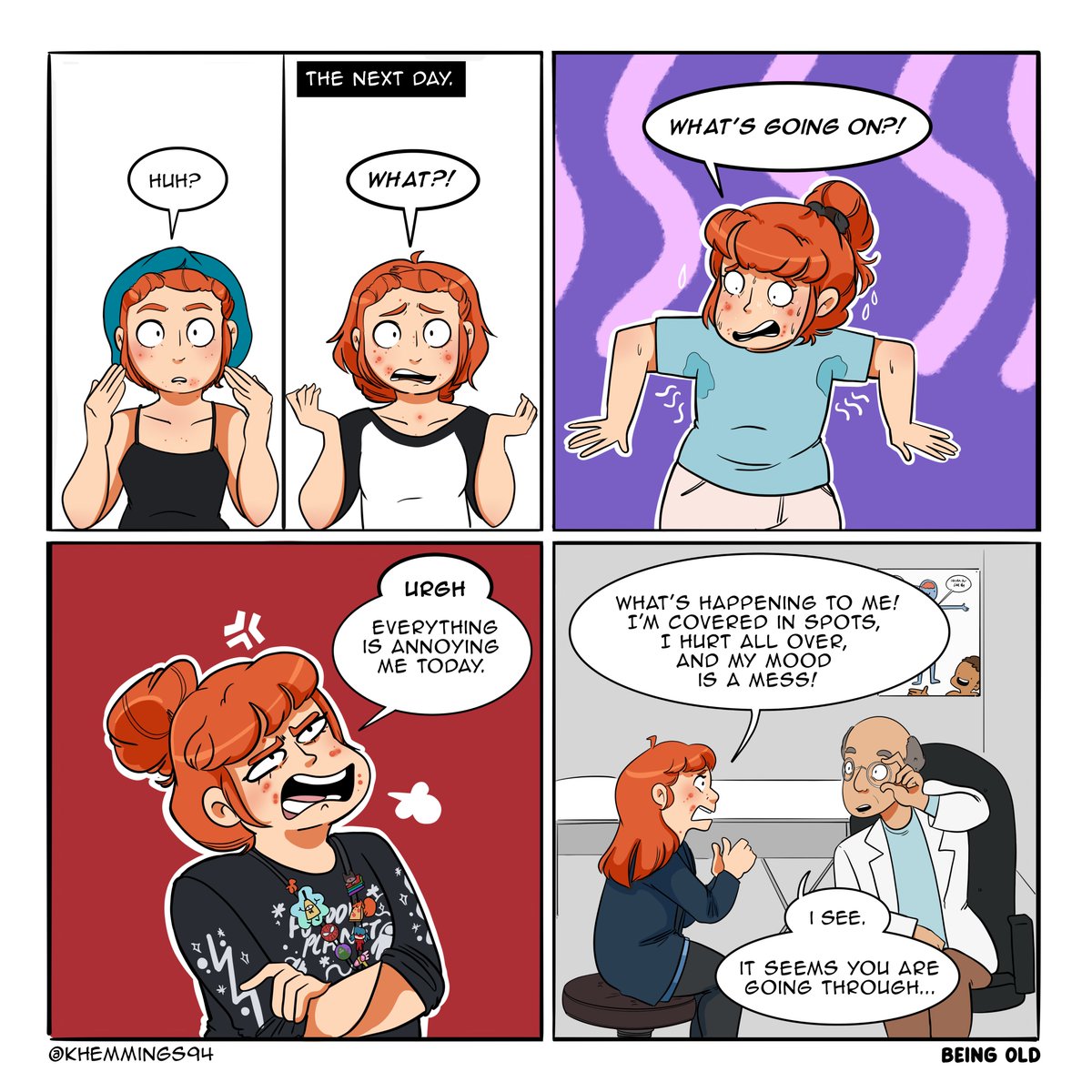 KHemmings94's tweet photo. ✨ SECOND PUBERTY ✨ Ahhh what a delight it has beeeenn! 😡
.
#beingold #turning30 #old #oldlady #beinganadult #grownupproblems #adulting #drawing #art #illustration #procreate #comics #comic #ukcomics #smallpress #smallpressuk https://t.co/PuwA5Gt6AX