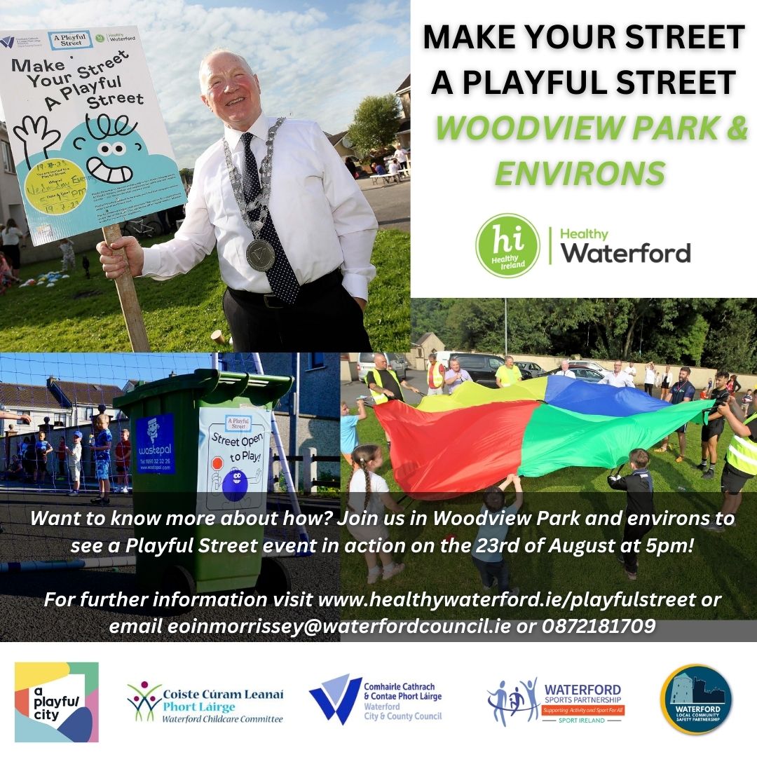 We are coming to #Tallow 

City and County CLLR John Pratt is delighted to welcome #Well Waterford on the 23rd of August for a #playfulstreet 

'this is a fantastic program which encourages communities to meet and interact with each other outside their own environs'