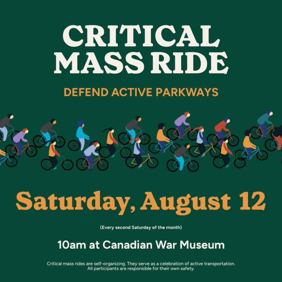 With active QED under threat, let’s make this the biggest Critical Mass Ride in Ottawa’s history! 

✅ Retweet, post to socials, bring friends & fam. 

Ends via QED at City Hall at 11am.

#ottbike #ottawacriticalmass #ottwalk #ottroll