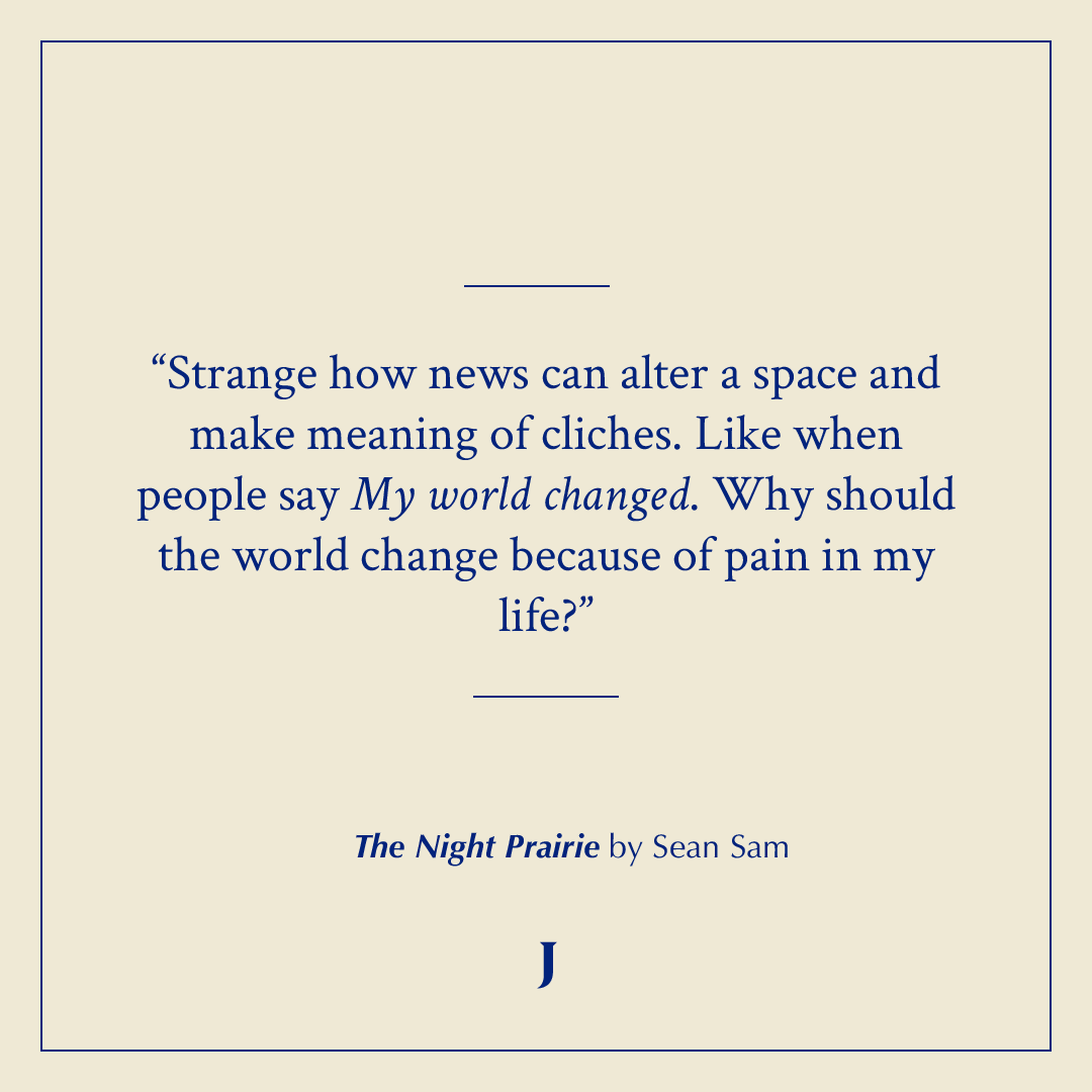 JoylandPub's tweet photo. "Why should the world change because of pain in my life?" —from 'The Night Prairie' by Sean Sam (@sean_sam_)

https://t.co/SnWYPx3WJ0 https://t.co/KswS6xNB8p