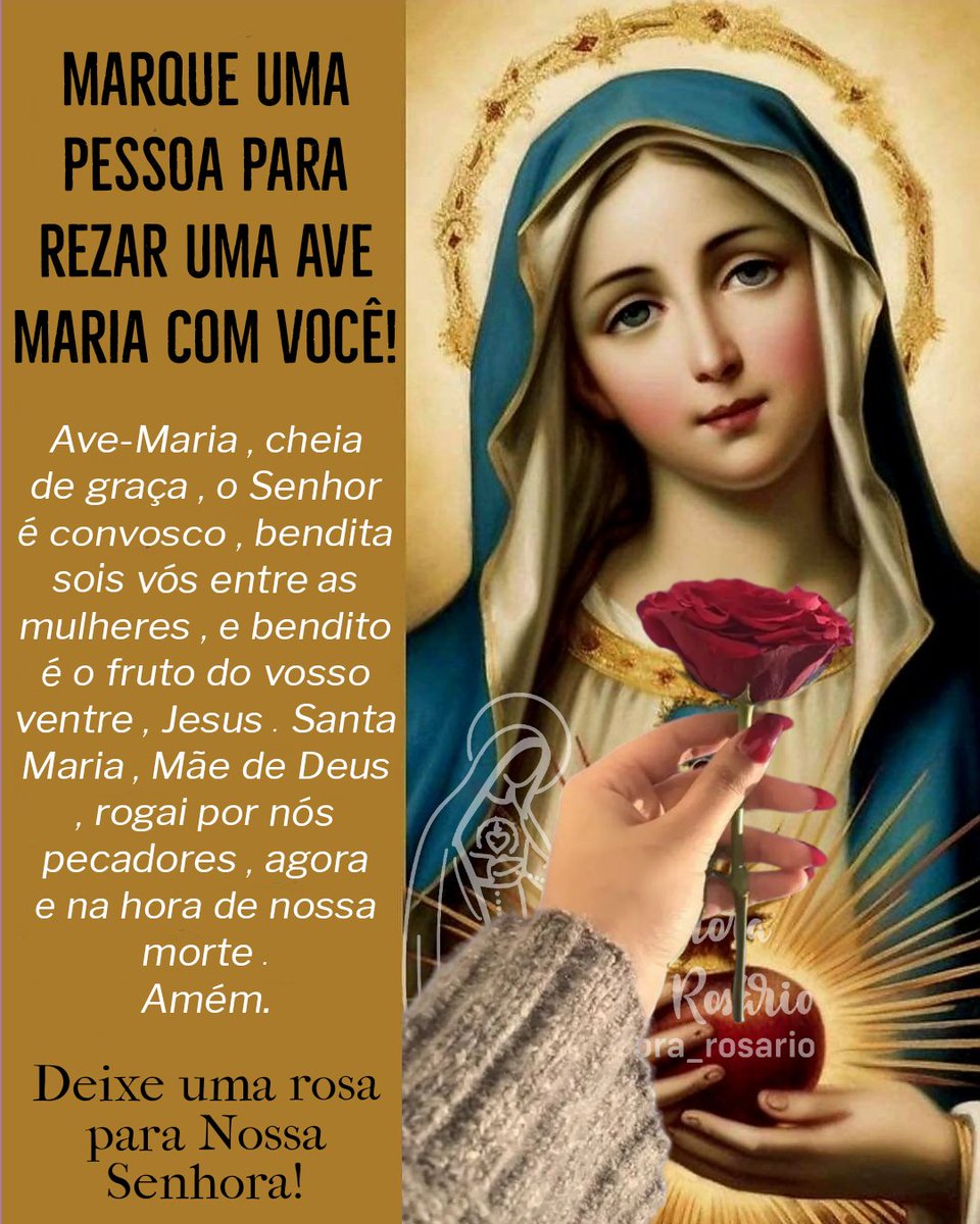 NSenhoraRosario's tweet photo. Hora da Ave-Maria!

Ave-Maria , cheia de graça , o Senhor é convosco , bendita sois vós entre as mulheres , e bendito é o fruto do vosso ventre , Jesus . Santa Maria , Mãe de Deus , rogai por nós pecadores , agora e na hora de nossa morte .

Amém!? 🙏❤️🌹🌷🌹🌷🌹🌷🌹🌷🌹🌷 https://t.co/VrrPMwp7oK