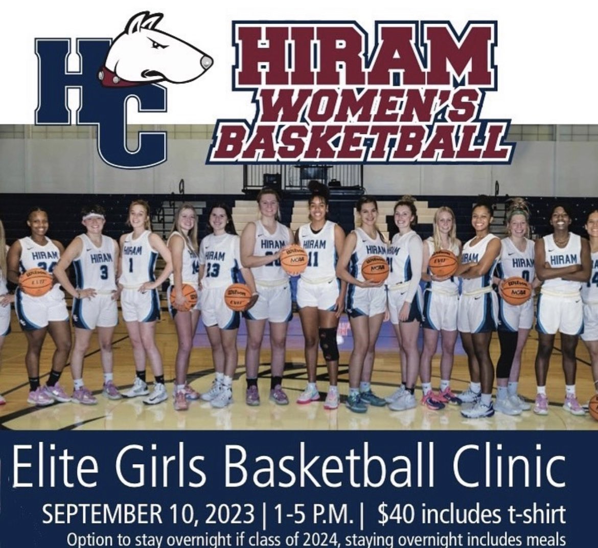 We are officially one month away from our Elite Girl’s Basketball Clinic!!! An amazing opportunity to meet our players and coaches while spending the day together in Price Gym!

Join us by registering today.
Link in bio.

#hiramcollege #hcwbb #lifeofaterrier #family #eliteclinic
