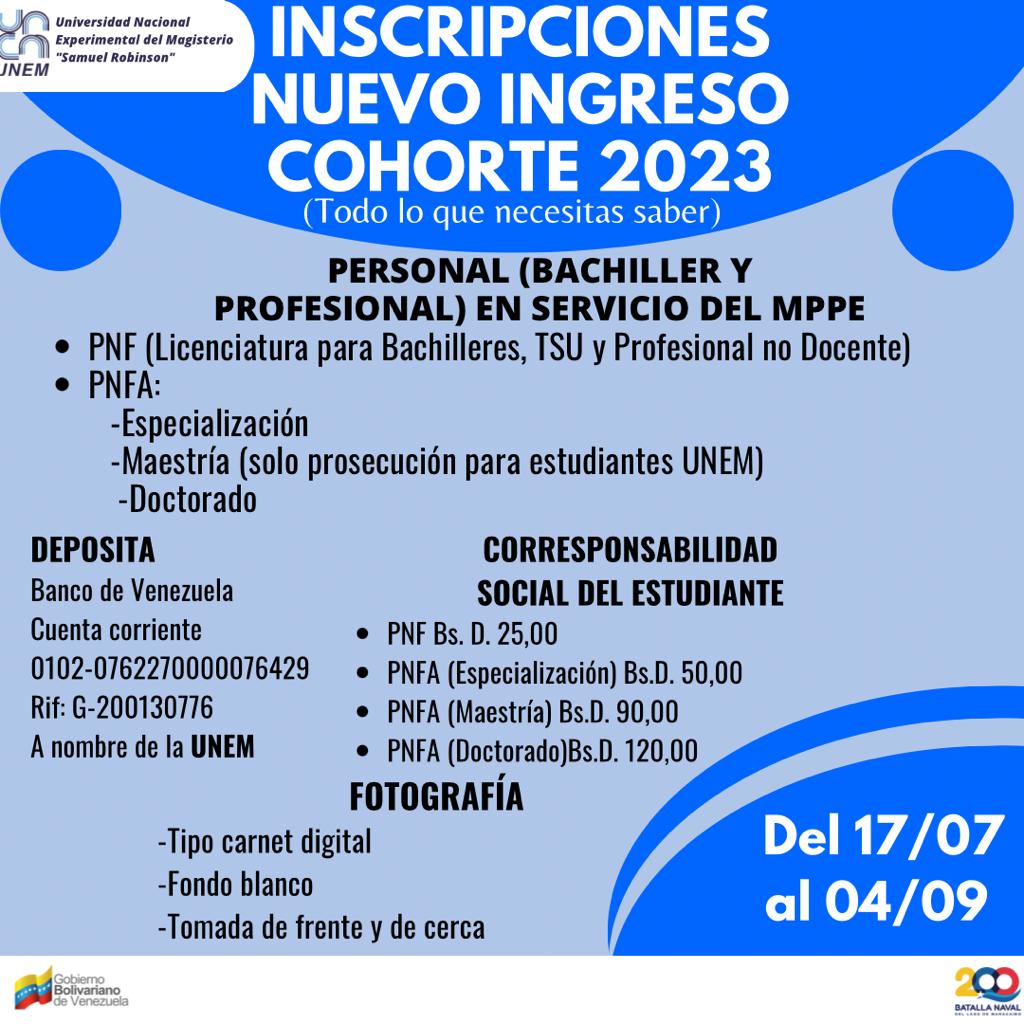 #Importante 🗣️|| Conoce todo sobre las inscripciones de nuevo ingreso Cohorte 2023📝. Seguimos formando a los profesionales del mañana, con la mejor calidad educativa 📚 para todas y todos.

¡Inscríbete! 

Te dejamos el link de acceso👇💻

registrounem.22web.org/nuevoingreso20…