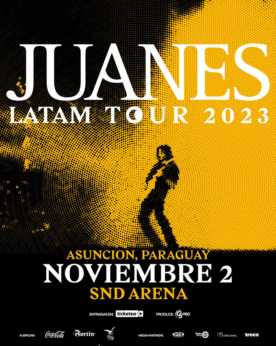 JUANES's tweet photo. Asunción🇵🇾 🔥 muy emocionado de regresar después de varios años! Nos vemos pronto en SND Arena 🙏🏼

🎟️ Boletos: https://t.co/ch2OU0oiBR https://t.co/tqRYF92d4v