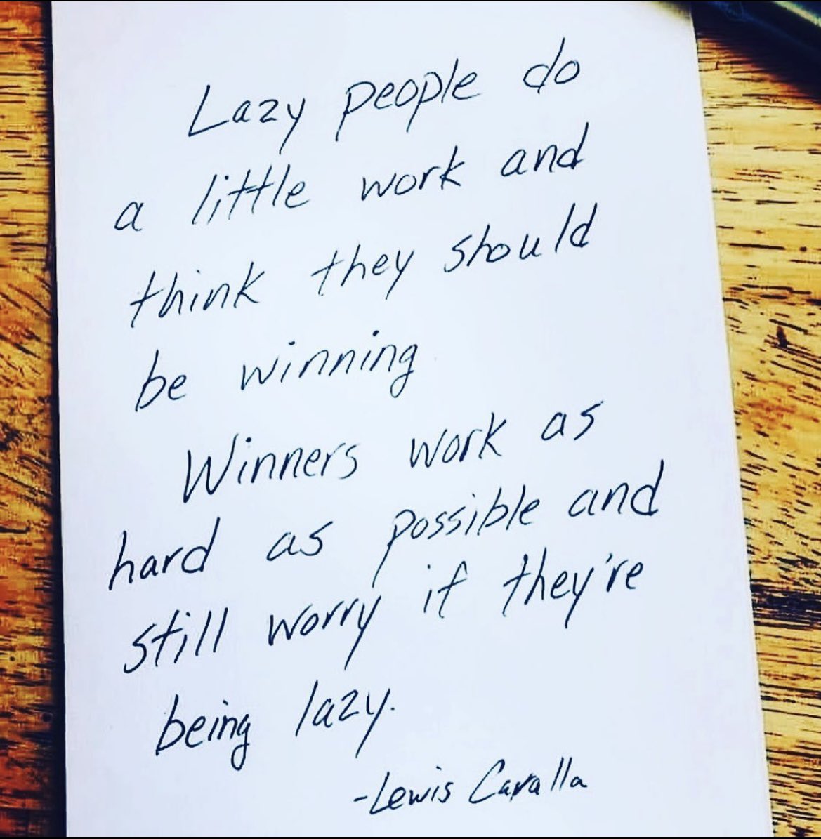 My JV basketball coach once told me, “The only people who think they’re working hard are lazy people. Hard workers never think they’re doing enough.”

I didn’t take much from JV bball, but this stuck with me. If you catch yourself thinking you’re doing enough, get back to work.