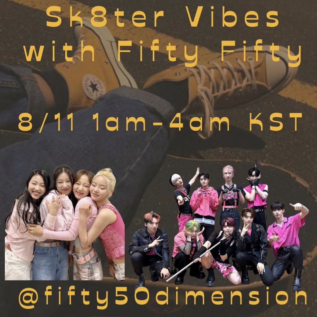 5050dimension's tweet photo. 📢: Hunnies 🍯 Grab your boards and meet us at the skatepark!! 🛹
Party starts now

🔗 : https://t.co/QzEKRpKF89 

Follow us on @STATIONHEAD and turn on 🔔 so you don't miss out ! 
 
#아란 #ARAN 
#키나 #KEENA 
#새나 #SAENA 
#시오 #SIO 
#FIFTYFIFTY #피프티피프티 
@we_fiftyfifty https://t.co/HlYnjFmlFS