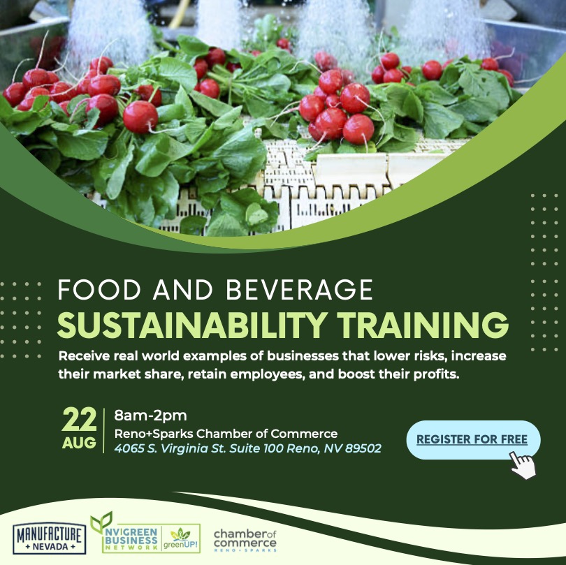 The Reno + Sparks Chamber of Commerce, Manufacture Nevada and greenUP! are partnering to conduct a training session for food and beverage manufacturers, presented by Thomas Vinson of Zero Waste Enterprise. Register: events.r20.constantcontact.com/register/event…
#Sustainability #manufacturing