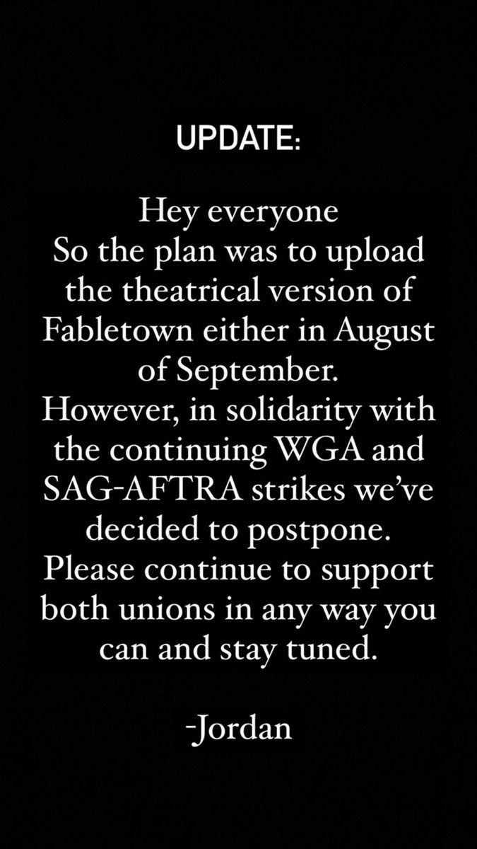 Fabletown stands with the #WGA and #SAGAFTRA please support those on the picket lines however you can