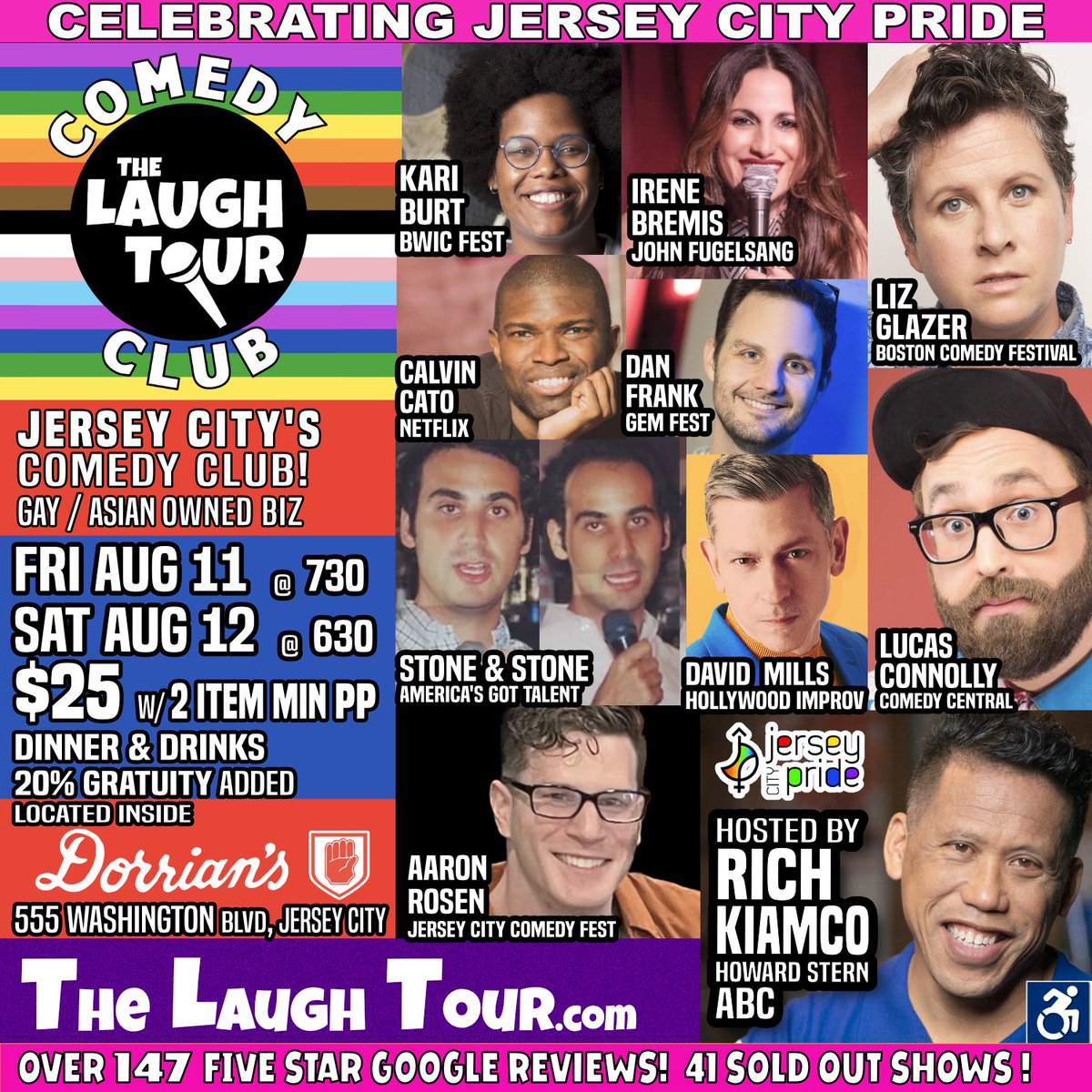 41 sold out shows! 4 shows a week! Fri 730 &amp; 945 Sat 630 &amp; 9 LIVE COMEDY in #jerseycity  …Laugh-Tour-Comedy-Club.eventbrite.com
