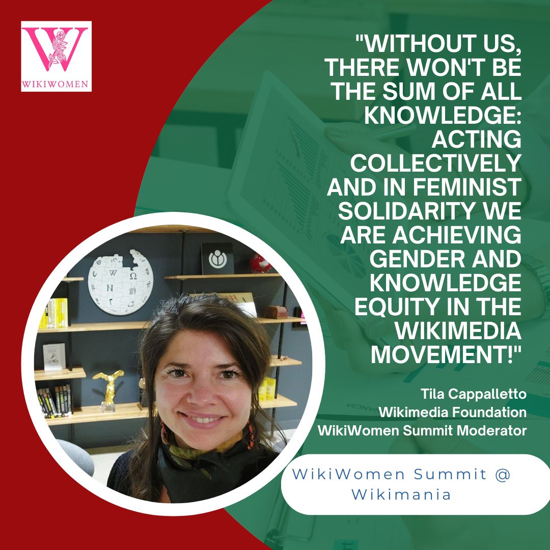 WikiWomenGlobal's tweet photo. This year’s #WikiWomenSummit will be moderated by @recortesdela from WMF, who works in the #Wikimedia movement to support the work of gender contributors who want to make the projects more #genderequitable. Find out more at https://t.co/nauszJv2RL https://t.co/MHQFicbeIK