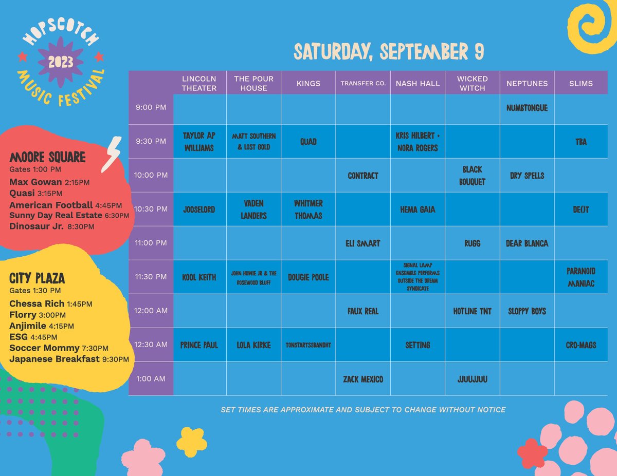 The schedule is here! Groove to your fave bands at the main stages and find new gems at the clubs - now with additional shows at Transfer Co. Ballroom and Nash Hall! Due to overwhelming sales, single day passes will not be available. Don't wait, or you will miss out!